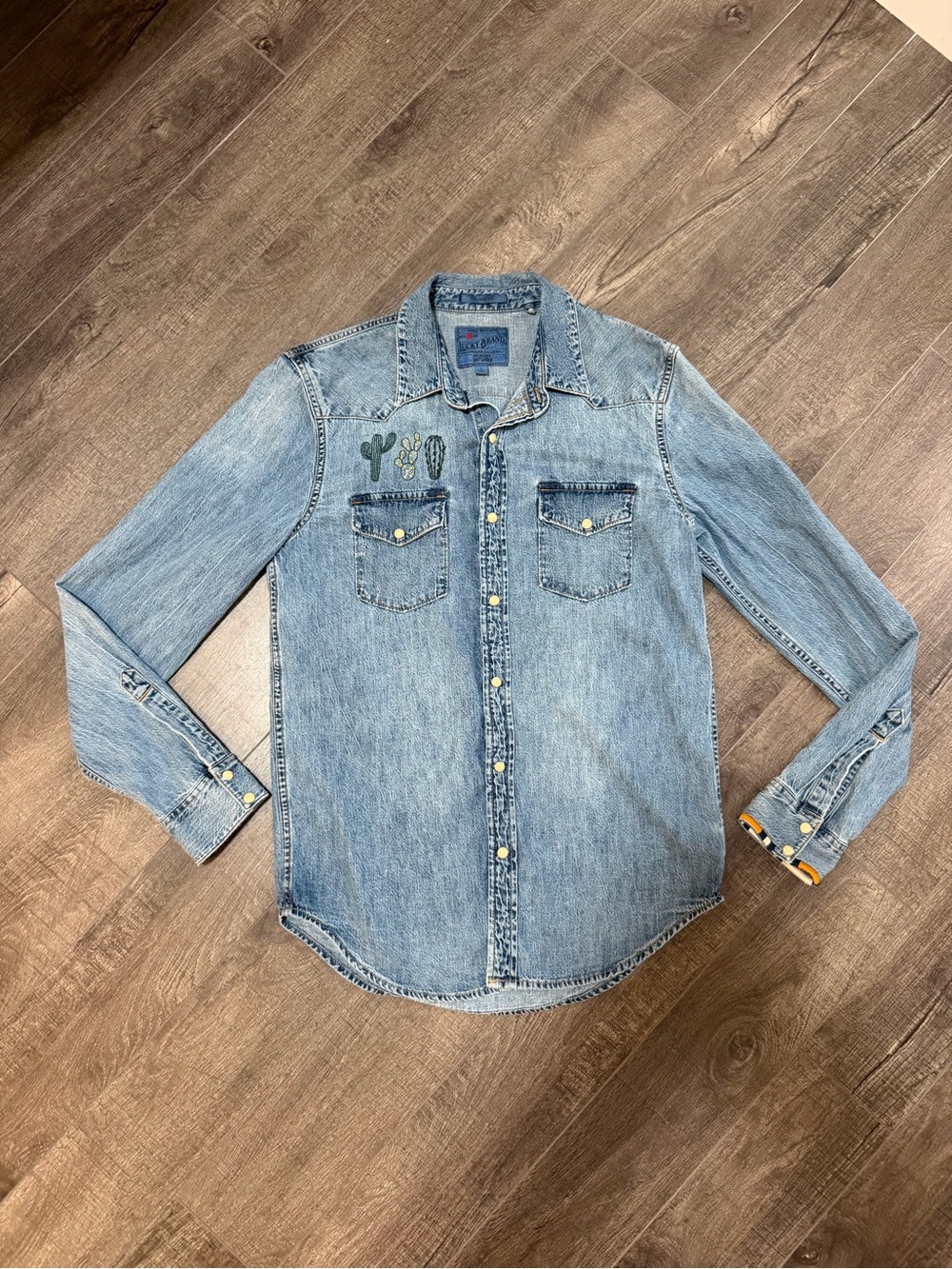 Lucky Brand Embroidered Western Denim Shirt - size small